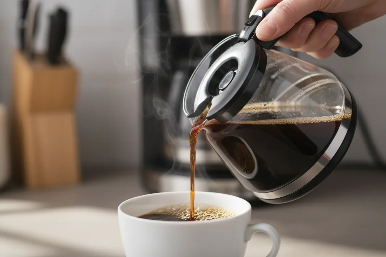 Servindo café da cafeteira Electrolux ECP20 com sistema corta-pingos