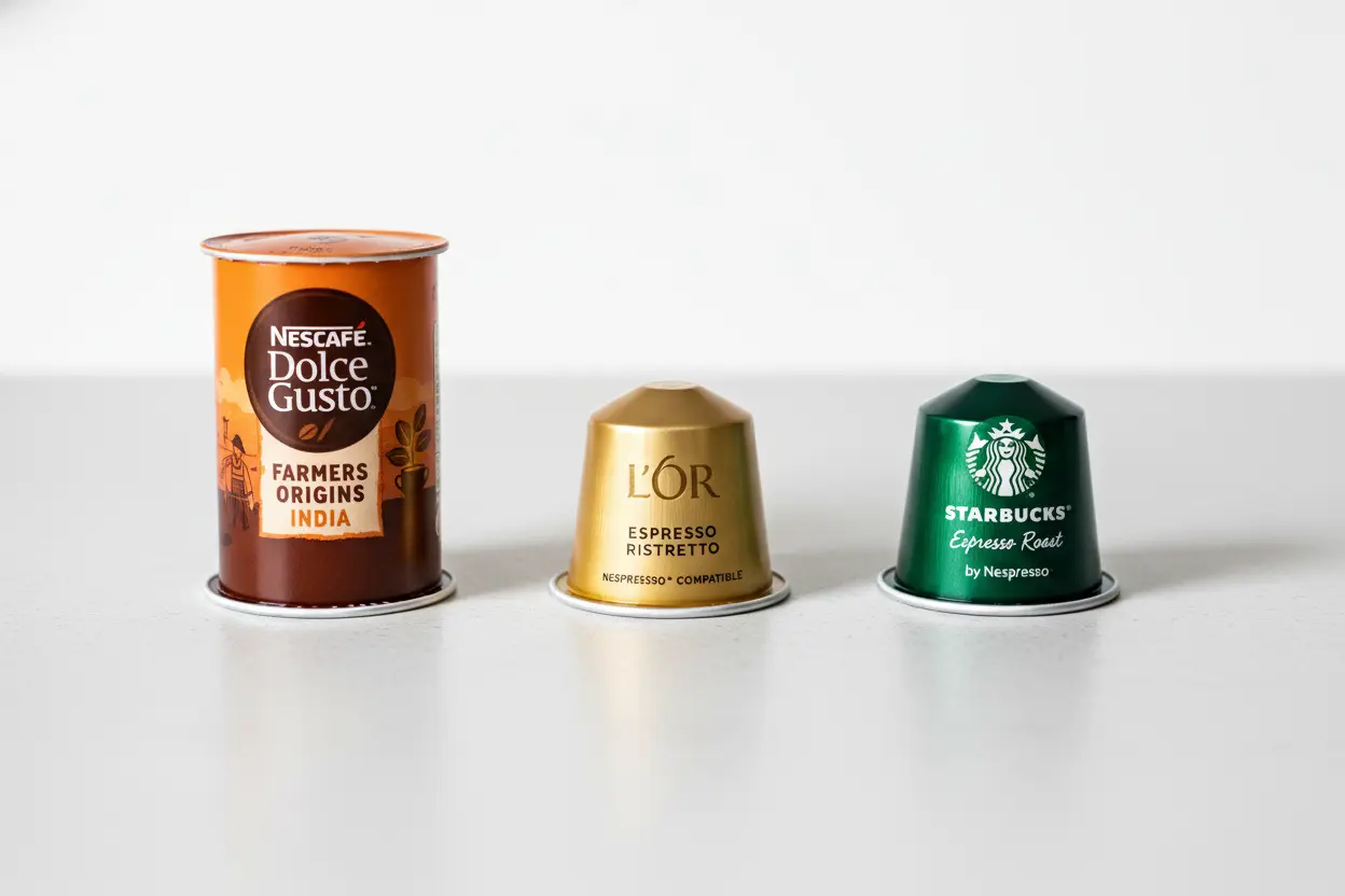 Comparativo de cápsulas de café Nescafé Farmers Origins India, L'OR Ristretto e Starbucks Espresso Roast