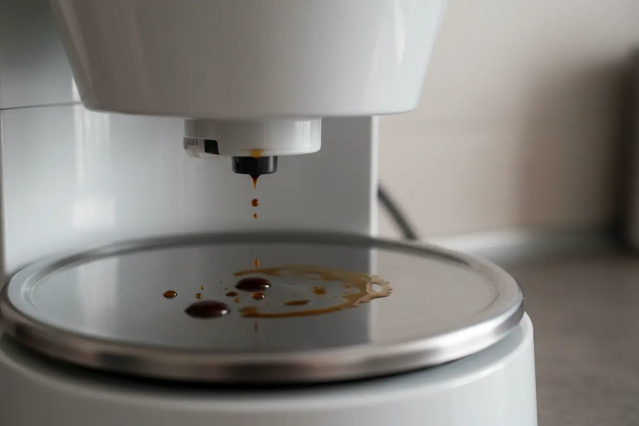 Cafeteira Electrolux ECM10 com gotas de café vazando do sistema corta-pingos