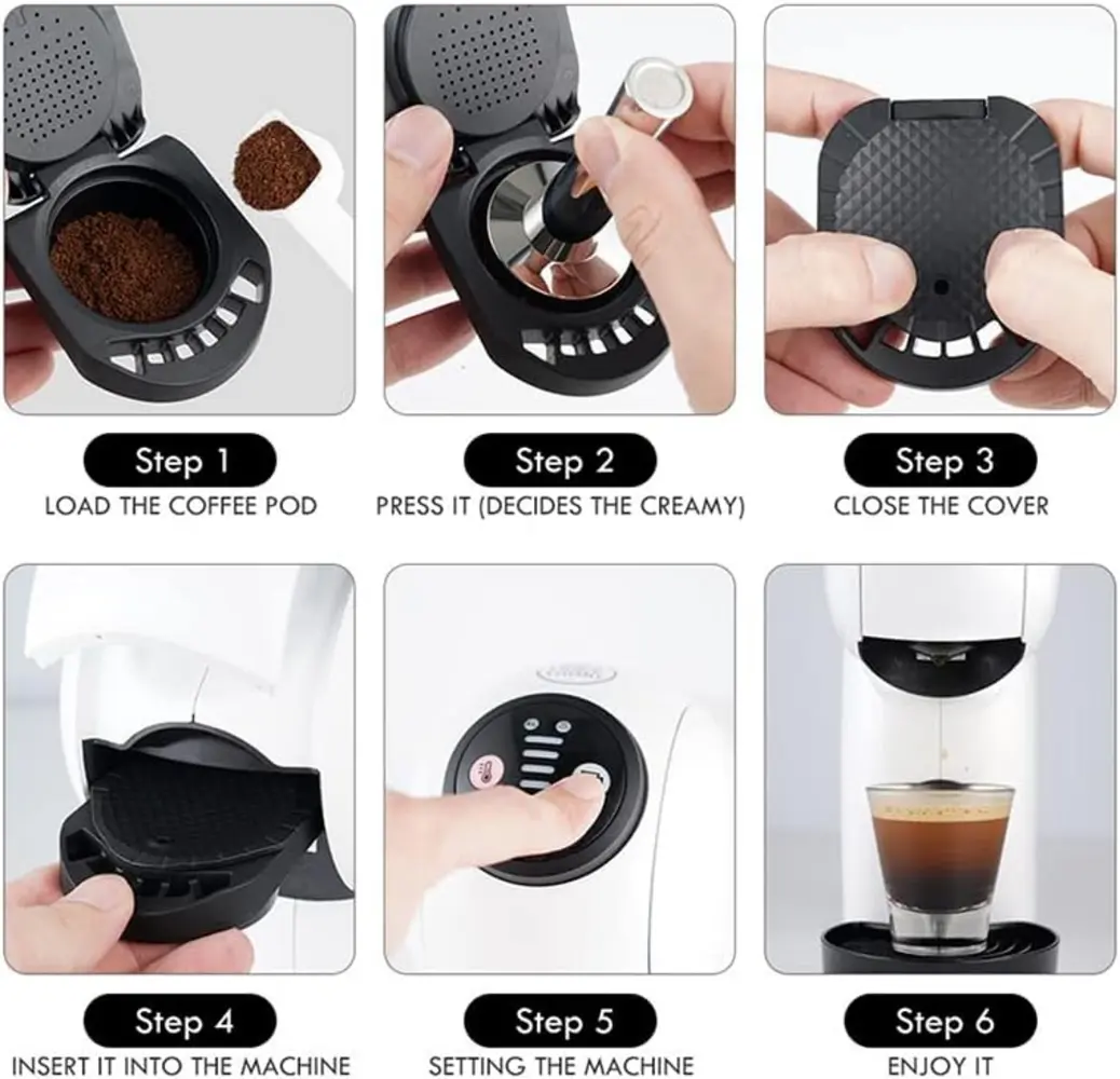 Adaptador Wusteg sendo usado em máquina Dolce Gusto
