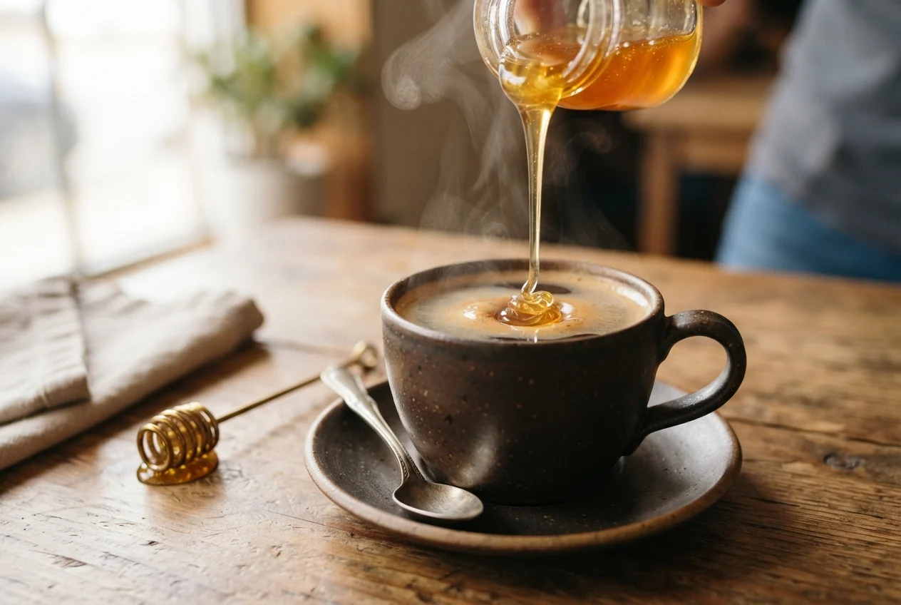 A temperatura ideal do café para receber o mel 