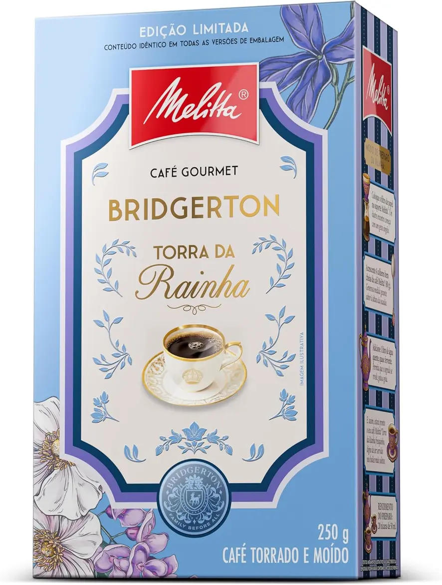 Detalhe da embalagem do Café Melitta Edição Limitada Torra da Rainha