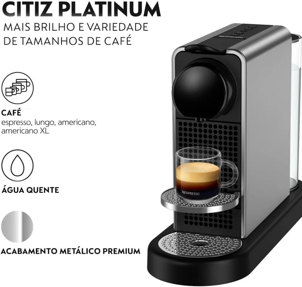 Detalhe do compartimento de cápsulas da Cafeteira Nespresso CitiZ Alumínio Titânio.