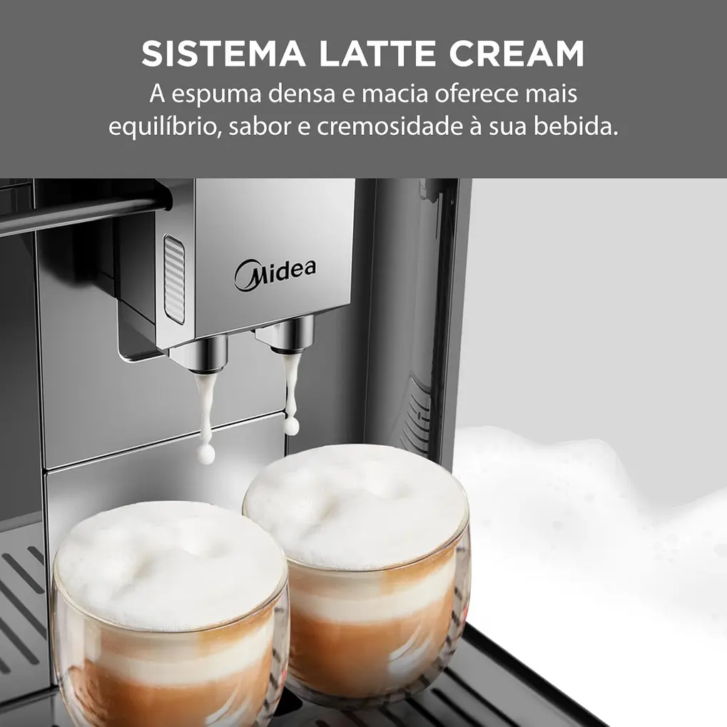 Detalhe do painel e moedor da Cafeteira Espresso Automática Série Pro Midea 127V