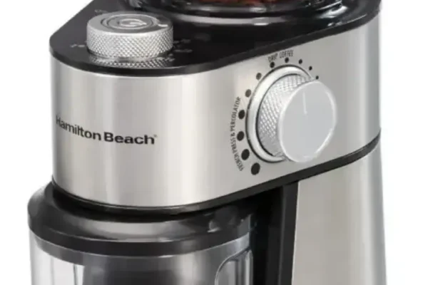 Moedor Hamilton Beach Inox Vale a Pena em 2026? Ela Muda Seu Café! 7 Moedor de Café Plus Hamilton Beach Inox Doméstico Inox, com corpo em aço inoxidável e detalhes em preto, visto de frente.