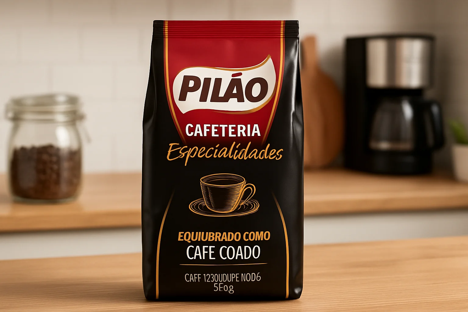 Ilustração gerada por IA inspirada em CAFE PILAO CAFETERIA ESPECIALIDADES COADO POUCH — imagem 2