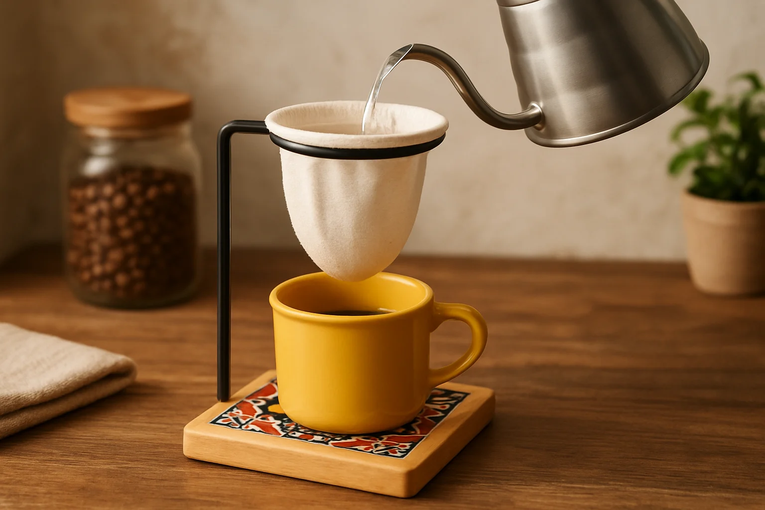 Coador de Café Artesanal com Suporte e Xícara: Vale a Pena? 2 Ilustração gerada por IA inspirada em Coador de Café Artesanal com Suporte, Xícara e Filtro Reutilizável